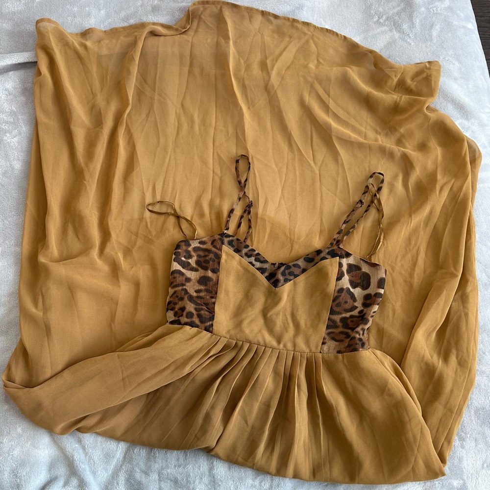 Flowy Leopard Print Babydoll Beach Dress with High Lo Hem